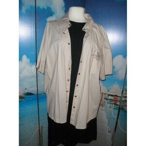 NEW by PENNINGTONS, SHORT SLEEVE, BEIGE, BUTTON SNAPS, CAMP SHIRT TOP, SIZE 24